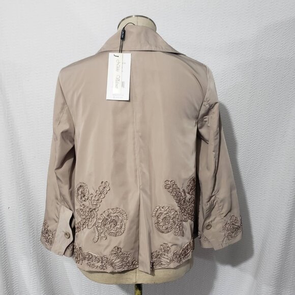 NWT Vtg Nikki Valenti Beige Silky Embroidered Jacket Blazer S $168 - Picture 7 of 13
